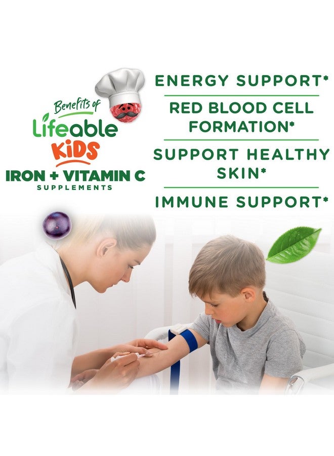 Lifeable Iron Supplements for Kids | 10mg | with Vitamin C | Great Tasting Iron Gummies for Kids | Vegan Non GMO Kids Iron | for Immune Health and Iron Deficiency | 90 Gummies | Lifeable - Image 3