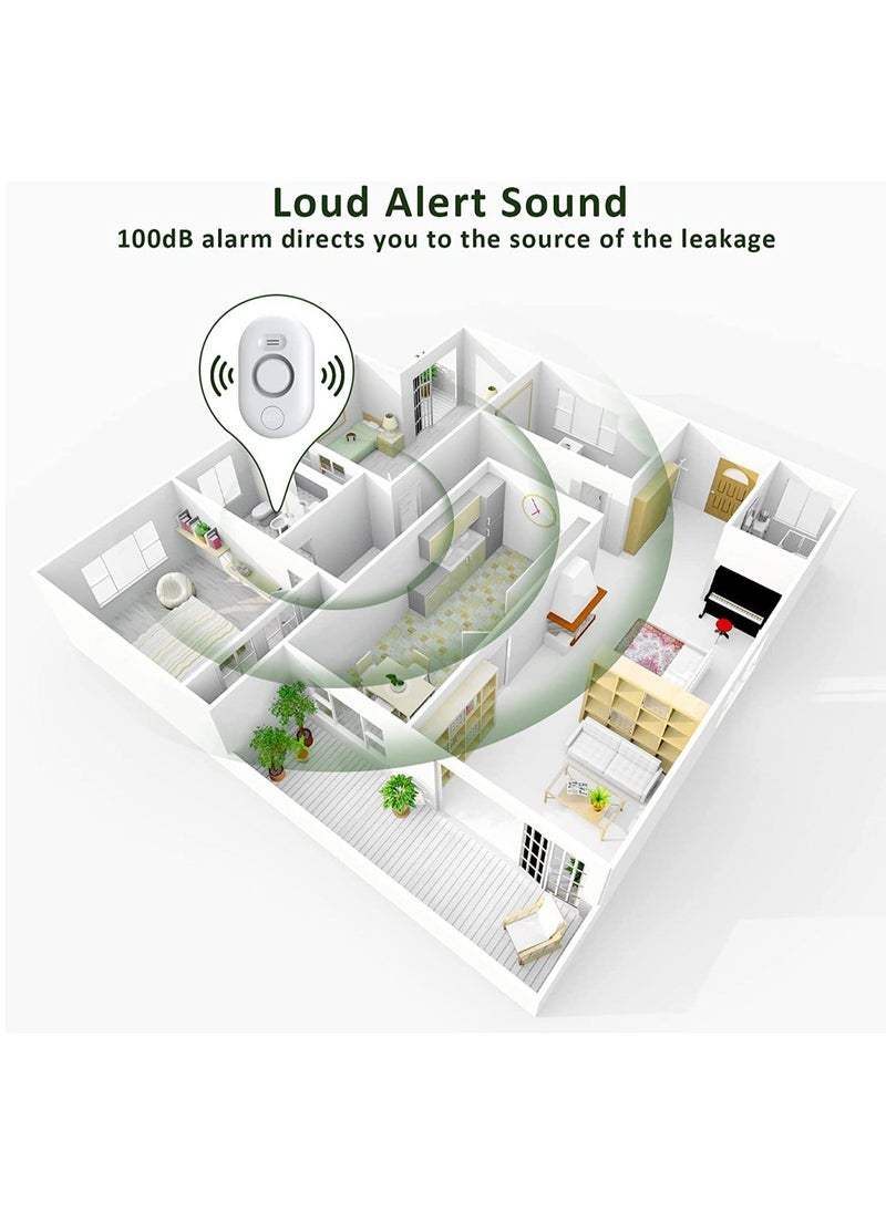 Captaintech - Water Leak Detector Sensor Alarm, Home Water Flooding Monitor Smart Sink Overflow Monitoring Adjustable Wet Moisture Alert Pipe Leakage Drip Detection Warning - Image 1