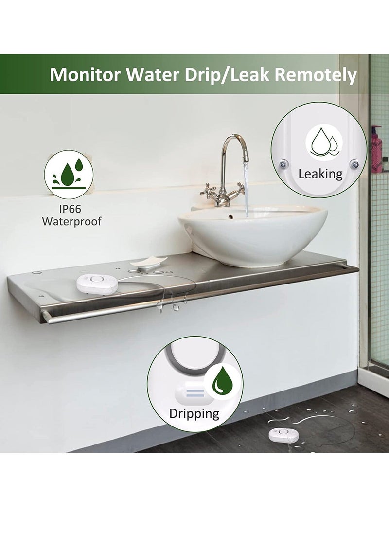 Captaintech - Water Leak Detector Sensor Alarm, Home Water Flooding Monitor Smart Sink Overflow Monitoring Adjustable Wet Moisture Alert Pipe Leakage Drip Detection Warning - Image 1