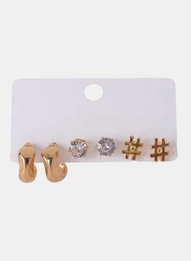 Akher el Ankoud 3 pairs earring set in different styles (hashtag)
