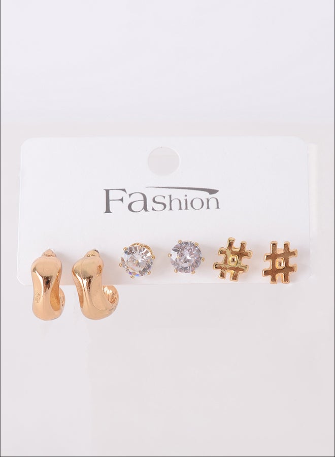 Akher el Ankoud 3 pairs earring set in different styles (hashtag) 