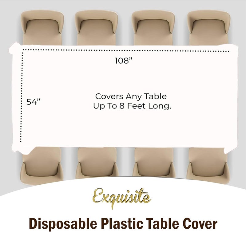 Exquisite 12-Pack Plastic Tablecloth 54x108 Rectangle Value Pack Plastic Table Cover - White - Image 4