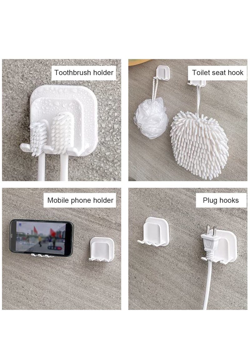 KASTWAVE Wall toothbrush holders Set, 4 Pcs Multi Function Razor Holder, Plug Hooks, 6 Pcs Self Adhesive Toothpaste Clips, Easy Install, Durable, for Bathroom, Kitchen - Image 4