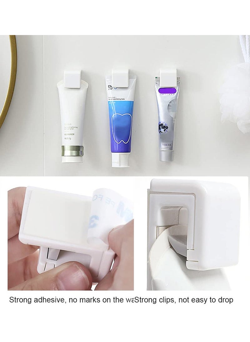 KASTWAVE Wall toothbrush holders Set, 4 Pcs Multi Function Razor Holder, Plug Hooks, 6 Pcs Self Adhesive Toothpaste Clips, Easy Install, Durable, for Bathroom, Kitchen - Image 5