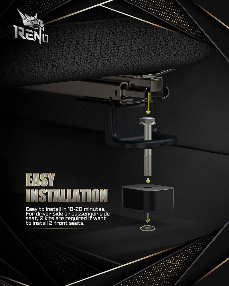 RENO Seat Spacers and Recline Kit for Tacoma, FJ Cruiser, 4Runner, GX - Adjustable Height 1/2" to 1.5" - Image 5