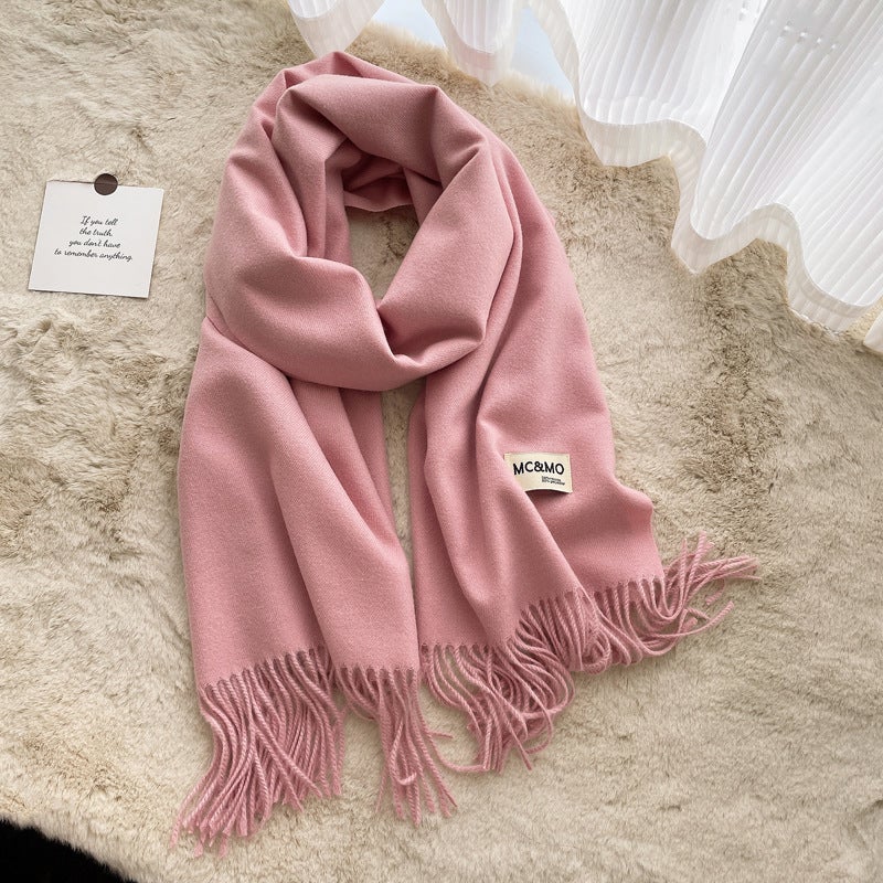 New Solid Faux Cashmere Scarf Fashion Shawl No. 10-baby powder 