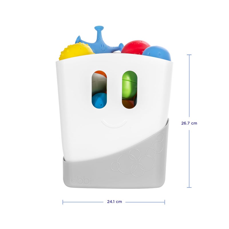 Ubbi Baby Bath Time Essential Gift Set, Stand Up Draining Bath Toy Bin, Dishwasher Safe, White - Image 3