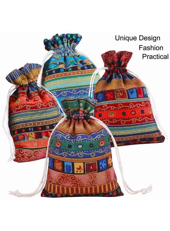 PINOWU 20 Pack Drawstring Gift Bag 4x5.5", Cotton Linen Jute Cloth Sack Muslin Bags for Wedding Party, Arts & Crafts Projects, Presents, Snacks & Jewelry,Christmas - Image 2