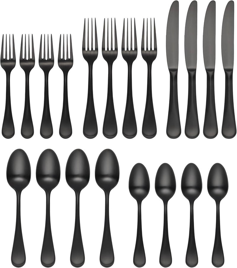 Cambridge Black Eloquence Satin Piece Flatware Set 20 Count - Image 2