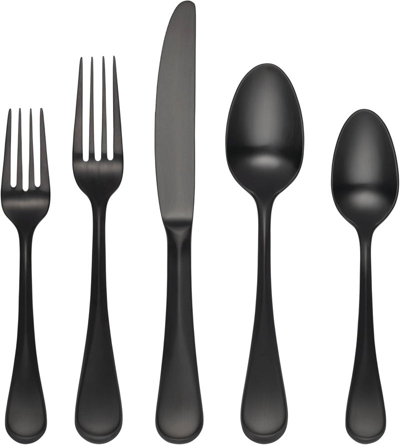 Cambridge Black Eloquence Satin Piece Flatware Set 20 Count - Image 1