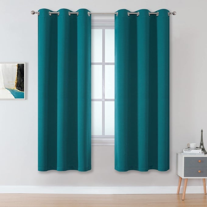 TEAL BLACKOUT CURTAINS 63 INCH LENGTH WITH GROMMET TEAL BLUE BEDROOM CURTAINS 2 PANELS SET TEAL DRAPES THERMAL INSULATED ROOM DARKENING CURTAINS FOR BOY LIVING ROOM 42 X 63 INCH