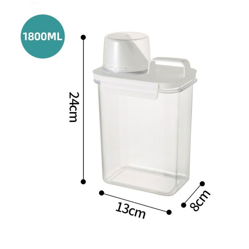 Laundry Powder Container 1800 ml Airtight Lid - Measuring Lid ABS Plastic Laundry Detergent Container for Home Kitchen Use