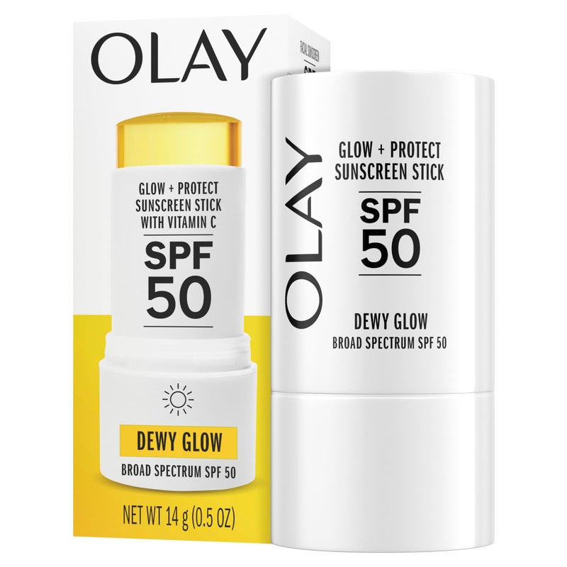 Olay Glow & Protect SPF 50 Face Sunscreen Stick, Fragrance Free, 0.5 OZ (14 G), Dewy Finish Sunscreen Stick with SPF 50 Broad Spectrum Sunblock for All Skin Types - Image 1