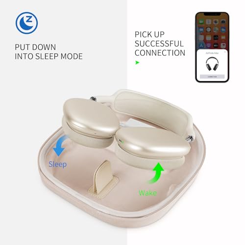 Yinke Smart Case for New Apple AirPods Max Supports Sleep Mode Hard Organizer Portable Carry Travel Cover Storage Bag Starlight - Image 3