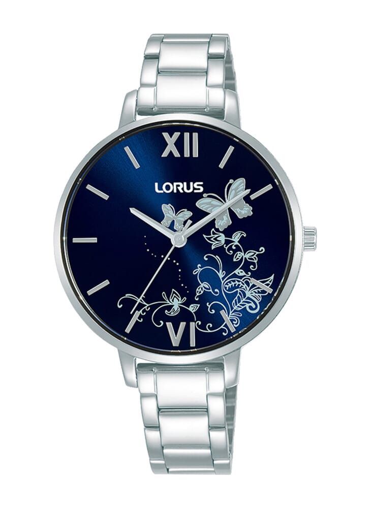 LORUS ساعة لوروس كوارتز أنالوج من الفولاذ المقاوم للصدأ بمينا زرقاء داكنة للنساء RG299SX9 - Image 1