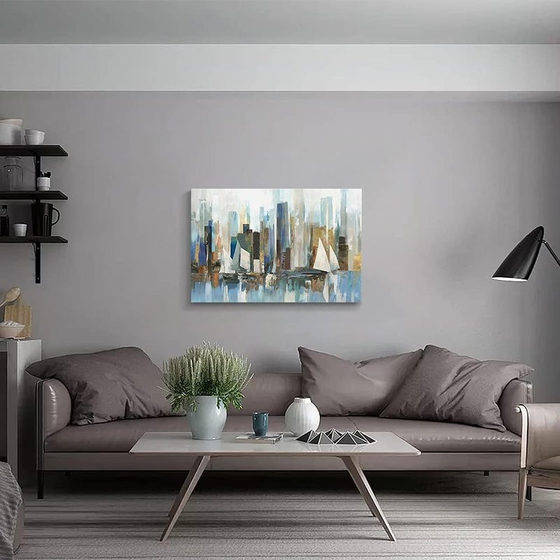 gaosoul Abstract New York Cityscape Canvas Wall Art - Image 4