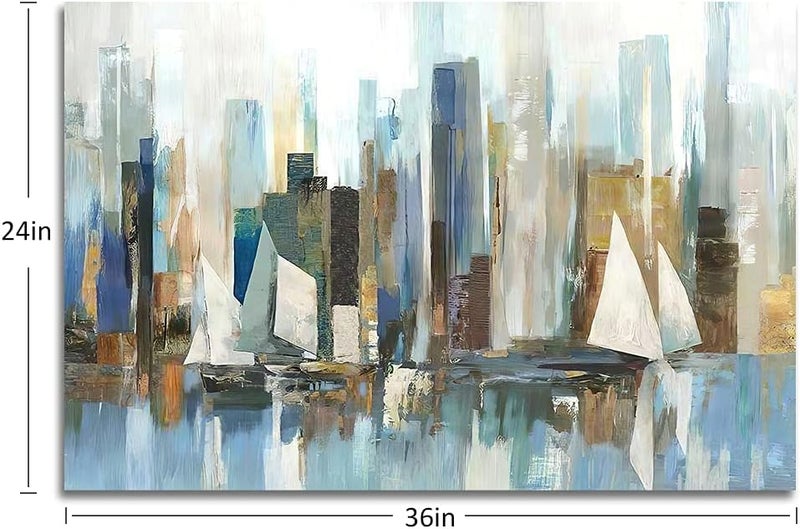 gaosoul Abstract New York Cityscape Canvas Wall Art - Image 2