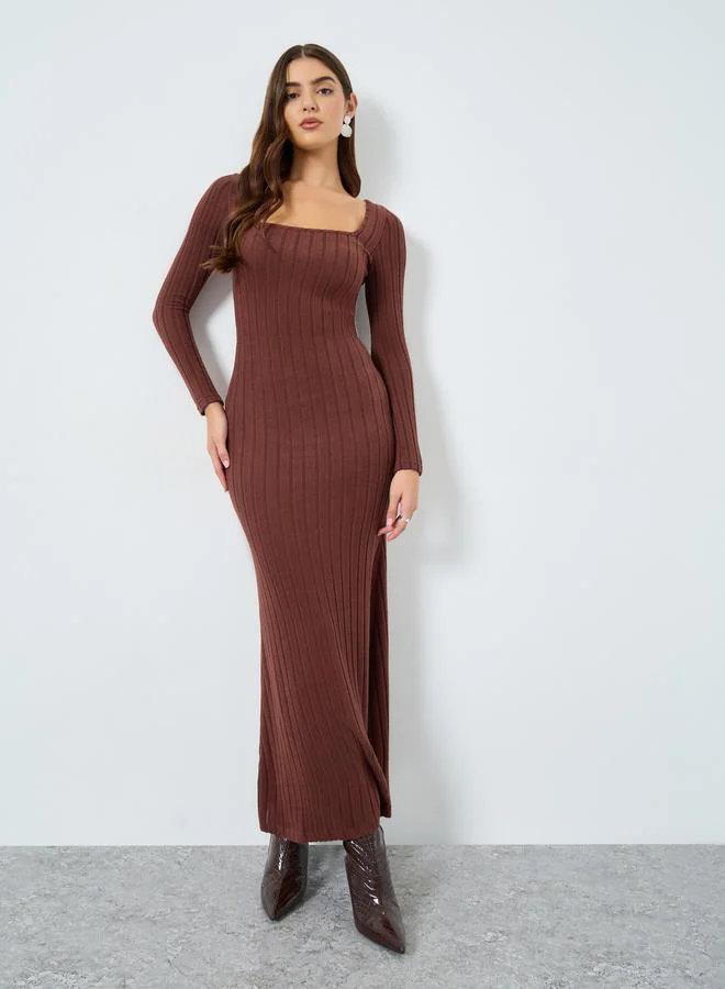 Take Two Women Solid Bodycon Ribbed Maxi Dress