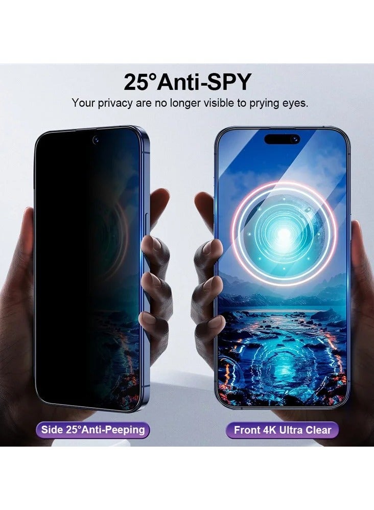 واقي شاشة كامل مضاد للتجسس لهاتف iPhone 15 مع إزالة الغبار تلقائيًا من الزجاج المقوى - Image 5