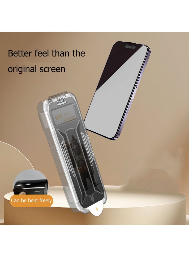 واقي شاشة كامل مضاد للتجسس لهاتف iPhone 15 مع إزالة الغبار تلقائيًا من الزجاج المقوى - Image 4