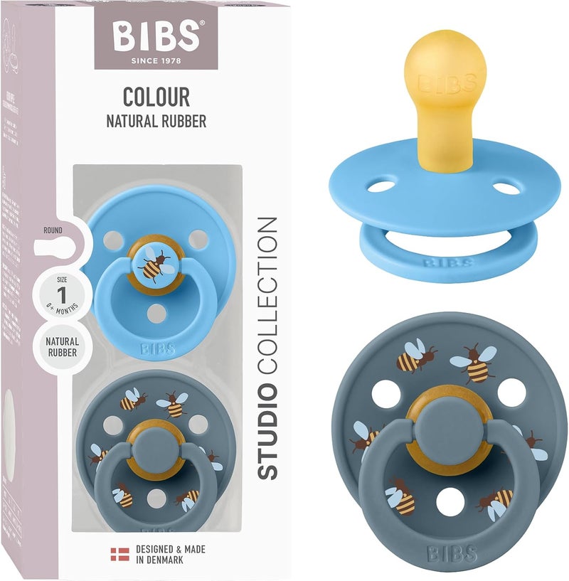 BIBS Studio Colour Pacifier 2 Pack - Bumblebee Design - Image 1