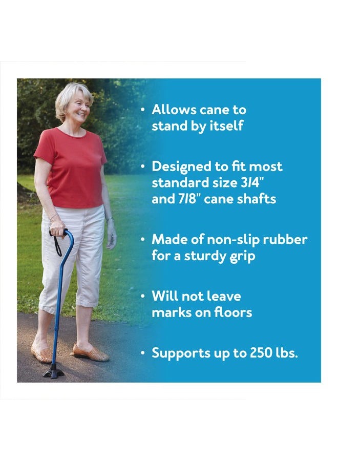 careX Self Standing Cane Tip, Sturdy Non-Slip Rubber, Stabilizing Four Pronged Cane Tip, Quad Cane Base Won't Scuff Floors, Adds Stability to Your Walking Cane - Image 3