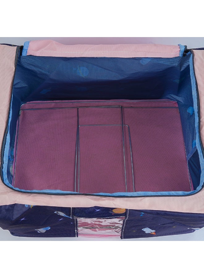 2-in-1 Clothes and Blanket Storage Bag Foldable Organizer, Waterproof Cotton & Linen Fabric with Front Opening (66L / 100L), Perfect for Travel and Home Storage (Random Color). - Image 5