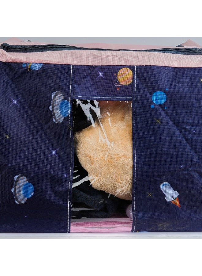2-in-1 Clothes and Blanket Storage Bag Foldable Organizer, Waterproof Cotton & Linen Fabric with Front Opening (66L / 100L), Perfect for Travel and Home Storage (Random Color). - Image 4