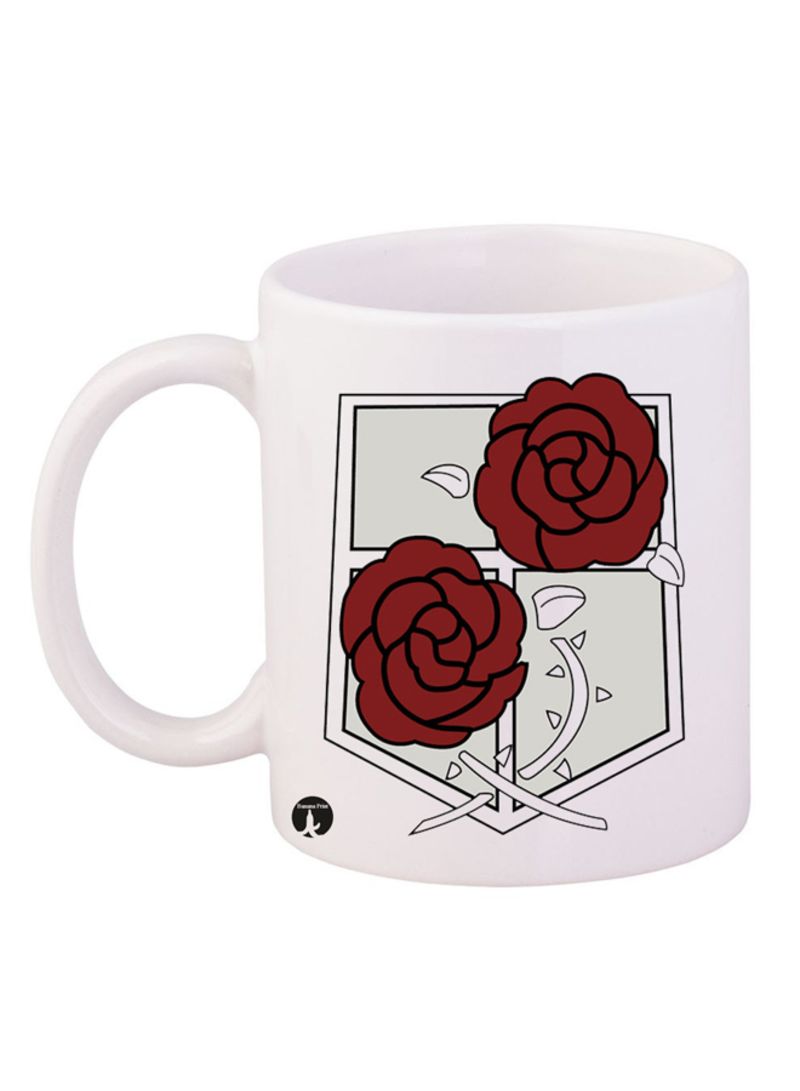 Attack On Titan Printed Coffee Mug White/Red/Black 12ounce