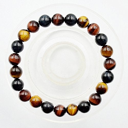 AD Beads Natural Gemstone Round Beads Stretch Bracelet Healing Reiki 8mm (Multicolor Tiger's Eye) - Image 2
