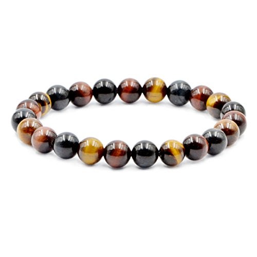 AD Beads Natural Gemstone Round Beads Stretch Bracelet Healing Reiki 8mm (Multicolor Tiger's Eye) - Image 1