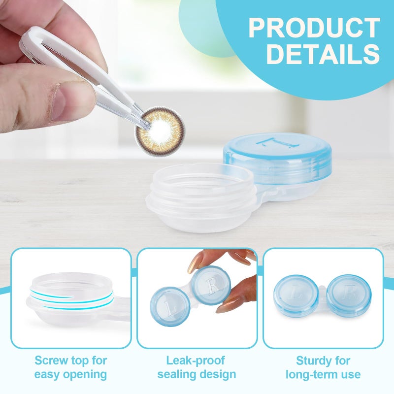 KAOPET 50 Pack Contact Lens Cases, Transparent Contact Cases Bulk in 5 colors, Cute Contact Lenses Case Leak-proof, Eye Contact Case for Home and Travel - Image 3