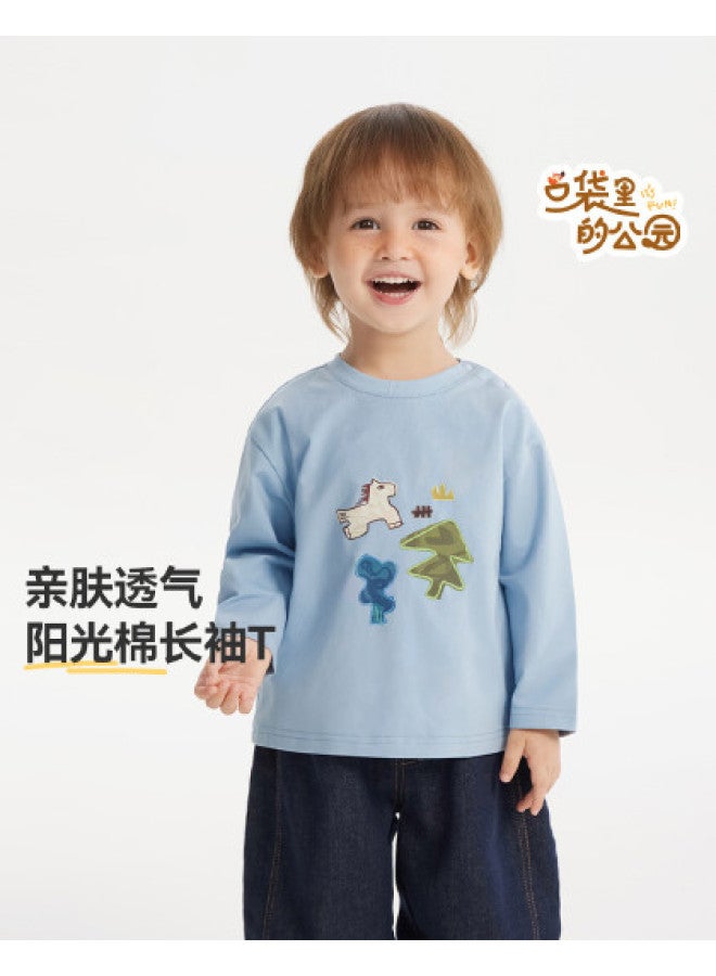 Versatile Solid Color] Boys' T-shirt Long Sleeve Spring/autumn Style Baby Top Children's 2025 Innerwear Girls - Image 1