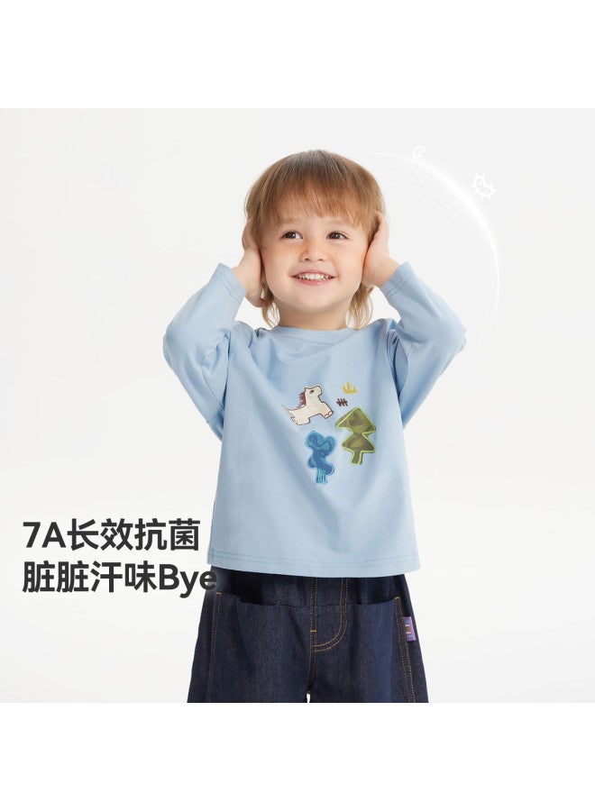 Versatile Solid Color] Boys' T-shirt Long Sleeve Spring/autumn Style Baby Top Children's 2025 Innerwear Girls - Image 3