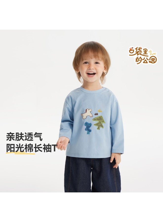 Versatile Solid Color] Boys' T-shirt Long Sleeve Spring/autumn Style Baby Top Children's 2025 Innerwear Girls - Image 2