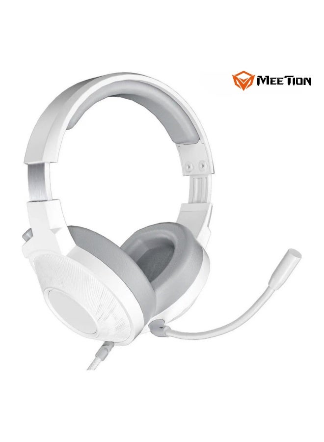 Meetion Virtual Gaming Headset HP012 RGB Lighting Effects 50mm Speaker Drivers 259g Lightweight Design High-Durability Headband 7.1 Virtual Surround Sound Omni-directional Noise-Cancelling Microphone (White) - Image 2