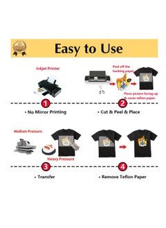 TransOurDream TransOurDream Tru-Iron on Heat Transfer Paper for Dark Fabric (20 Sheets, 8.5x11") T Shirt Transfers Paper for Inkjet Printer Printable Heat Transfer Vinyl for T-Shirts (TOD-7)  - Image 2