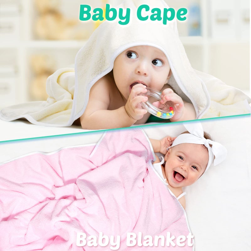 Reginary 4 Pack Baby Hooded Towels Coral Fleece Baby Bath Towels 30 x 30 Inch Soft Absorbent Hooded Bath Blanket for Newborn Toddler Infant Boy Girl Shower Gift Supplies (White, Pink, Green, Blue) - Image 5