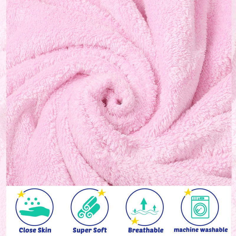 Reginary 4 Pack Baby Hooded Towels Coral Fleece Baby Bath Towels 30 x 30 Inch Soft Absorbent Hooded Bath Blanket for Newborn Toddler Infant Boy Girl Shower Gift Supplies (White, Pink, Green, Blue) - Image 3