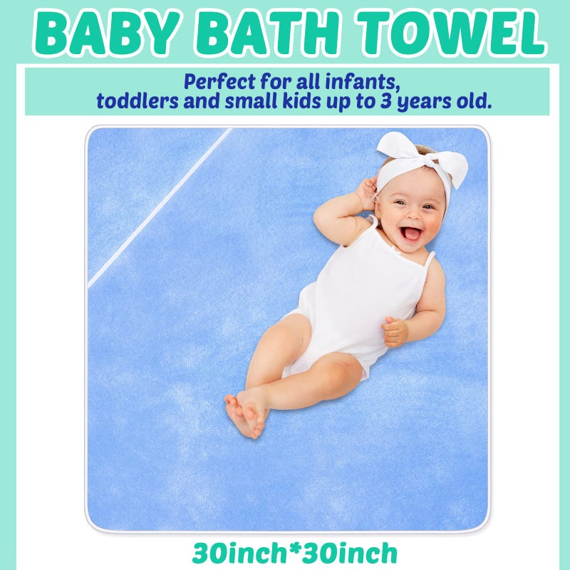 Reginary 4 Pack Baby Hooded Towels Coral Fleece Baby Bath Towels 30 x 30 Inch Soft Absorbent Hooded Bath Blanket for Newborn Toddler Infant Boy Girl Shower Gift Supplies (White, Pink, Green, Blue) - Image 2