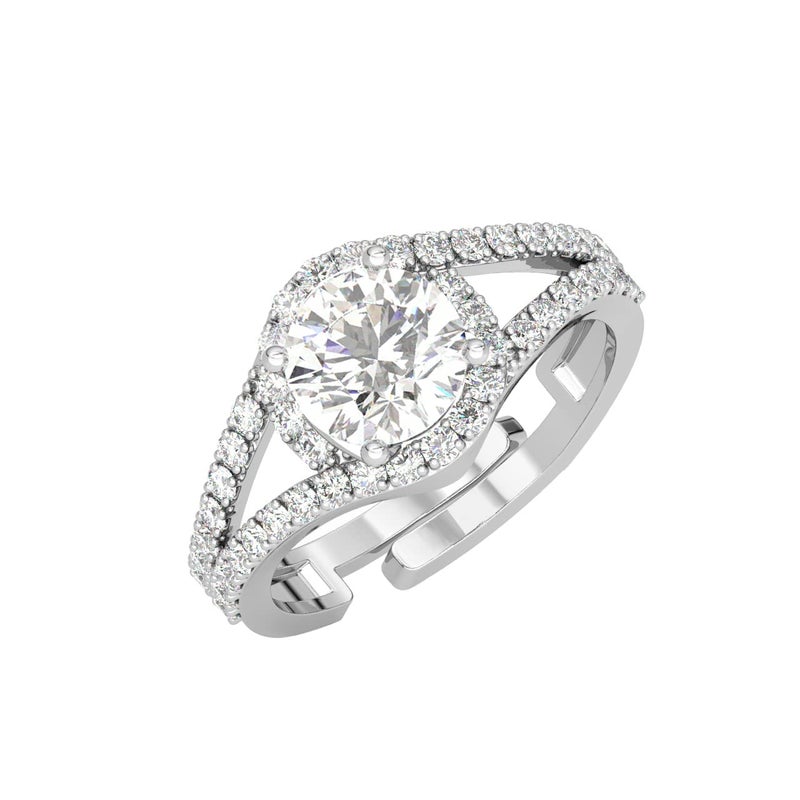 CLARA Pure 925 Sterling Silver Solitaire Finger Ring with Adjustable Band | Gift for Women Girls Wife Girlfriend | Multiple Design Options - Image 1