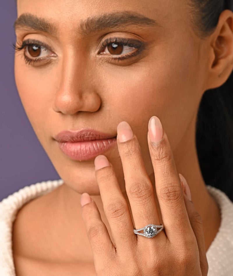 CLARA Pure 925 Sterling Silver Solitaire Finger Ring with Adjustable Band | Gift for Women Girls Wife Girlfriend | Multiple Design Options - Image 3