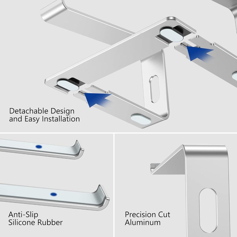 BESIGN LS03 Aluminum Laptop Stand, Ergonomic Detachable Computer Stand, Notebook Riser Compatible with Air, Pro, Dell, HP, Lenovo More 10-15.6" Laptops, Silver - Image 5