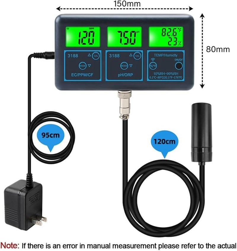 Tuya WiFi 7 In 1 Water Quality Tester Monitor PH ORP EC PPM Humidity TEMP US Plug - Image 5