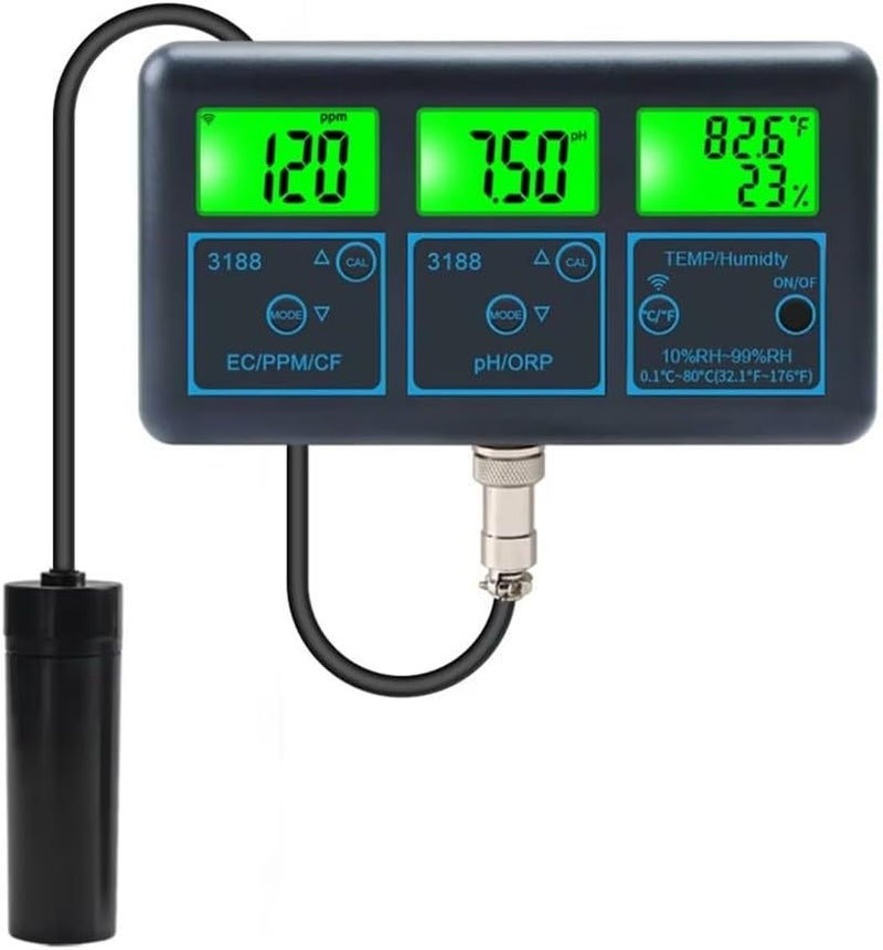 Tuya WiFi 7 In 1 Water Quality Tester Monitor PH ORP EC PPM Humidity TEMP US Plug - Image 1