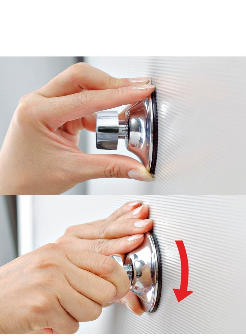 Everloc Heavy Duty Hooks 2 Pack, No Drilling, No Screws, No Glue, No Adhesive Vacuum Suction Wall Mounted Chrome Hooks for hanging in Kitchen and Bathroom, Easy Install, No Drilling, EVL-10504 - Image 2