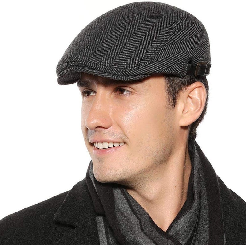 Sumolux Mens Newsboy Cap Winter Beret Hat Cabbie Flat Cap - Image 2