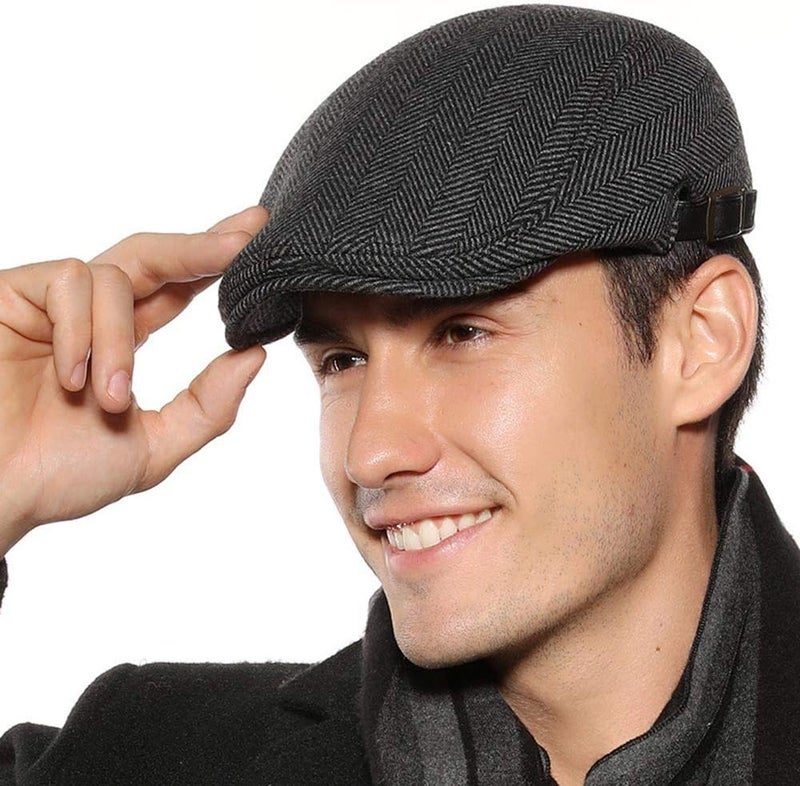 Sumolux Mens Newsboy Cap Winter Beret Hat Cabbie Flat Cap - Image 1