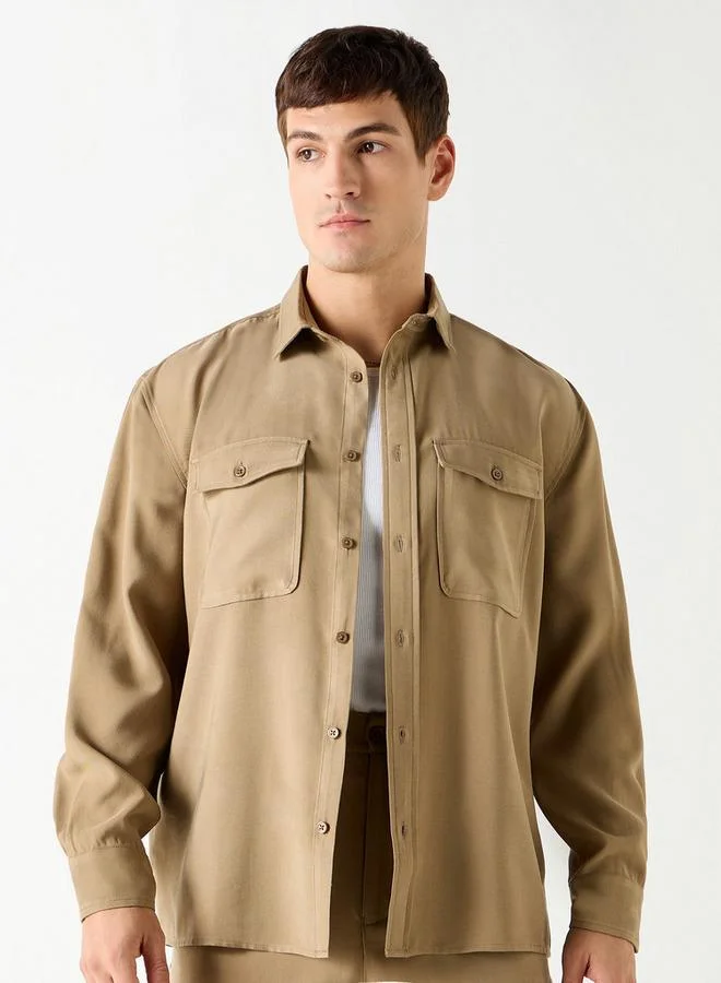 سبلاش فيڤ قميص بقصة عادية بأكمام طويلة وجيوب