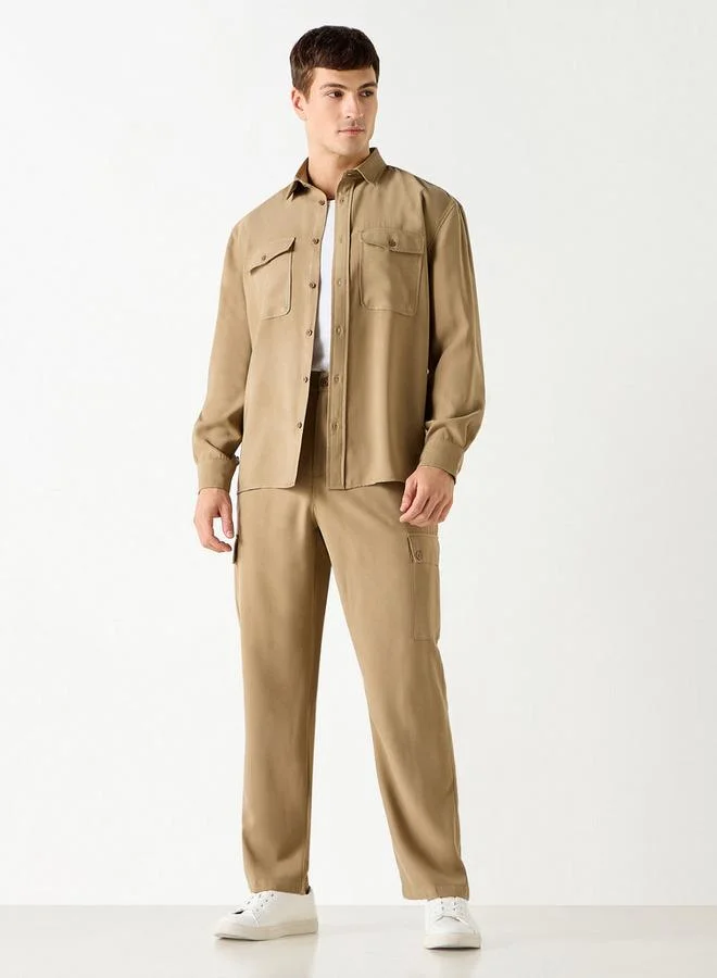 سبلاش فيڤ قميص بقصة عادية بأكمام طويلة وجيوب